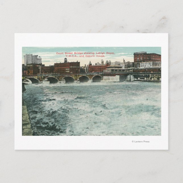 View of Court Street Bridge Showing Lehigh Postcard (Front)