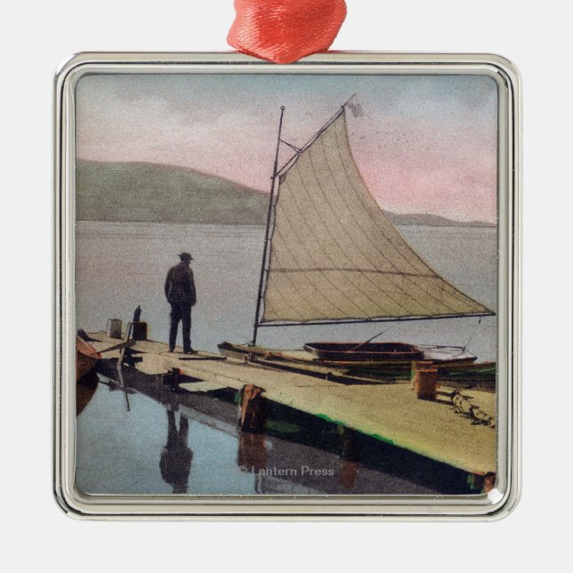 View of Docked Sailboat at Utah LakeProvo, UT Metal Ornament (Front)