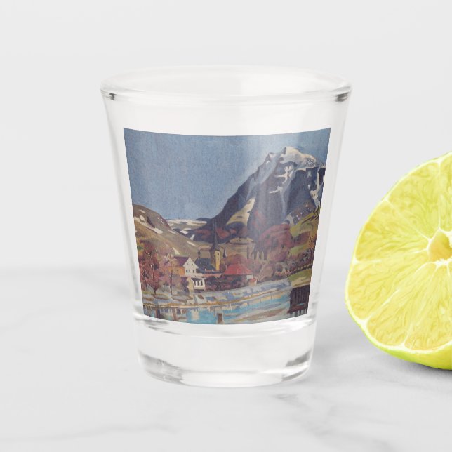 View of Dolný Kubín by Arnold Peter Weisz Shot Glass (Front)