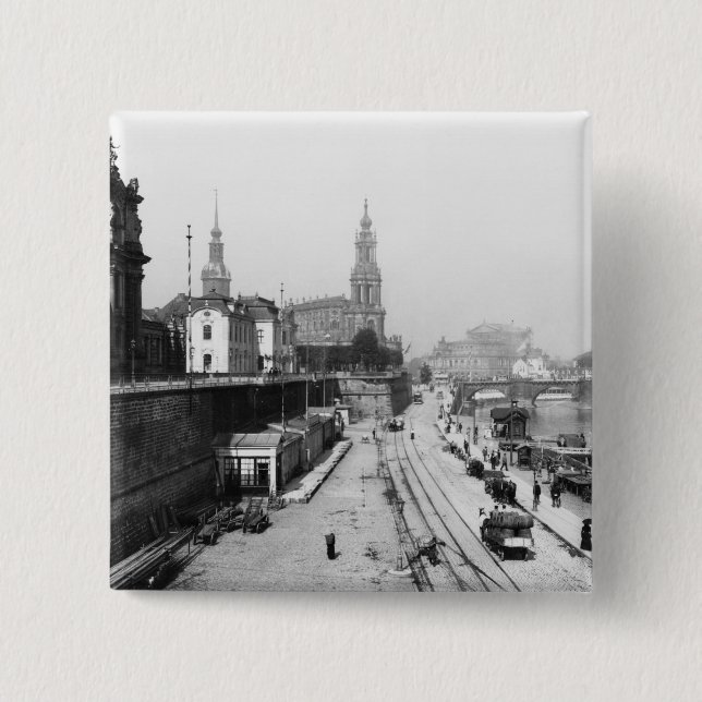 View of Dresden from the Bruehlsche Terrasse Pinback Button (Front)