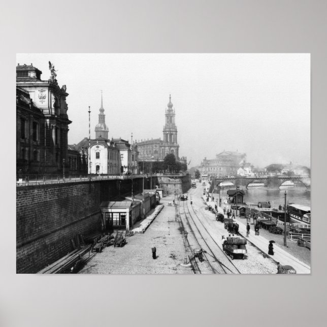 View of Dresden from the Bruehlsche Terrasse Poster (Front)