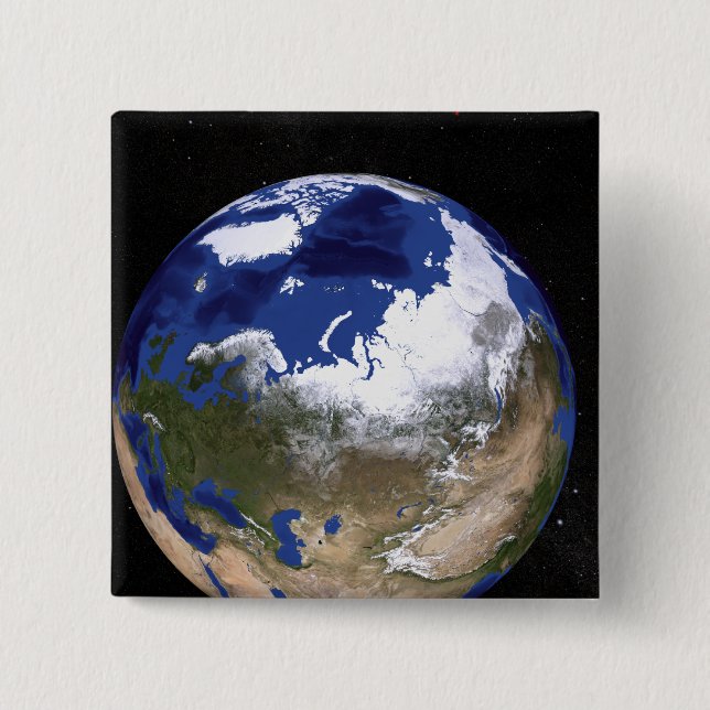 View of Earth showing the Arctic region Button (Front)