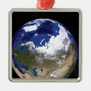 View of Earth showing the Arctic region Metal Ornament