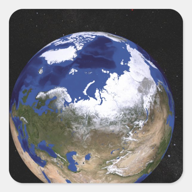 View of Earth showing the Arctic region Square Sticker (Front)