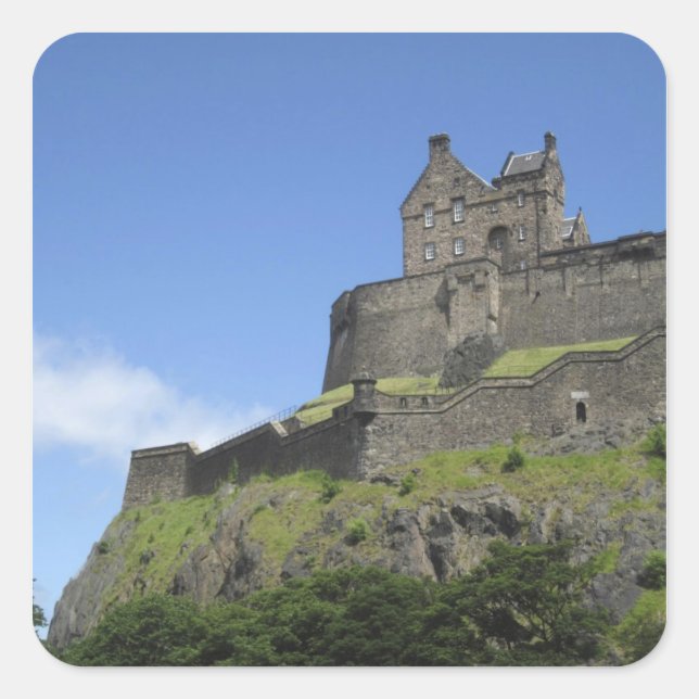 View of Edinburgh Castle, Edinburgh, Scotland, 2 Square Sticker (Front)
