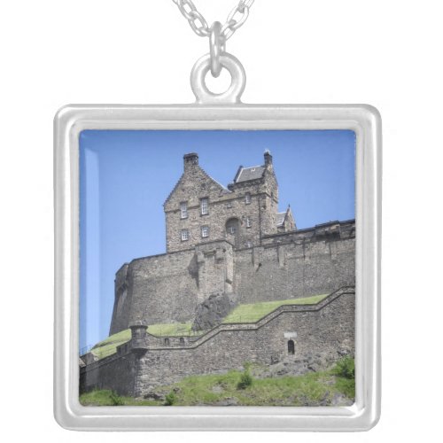 View of Edinburgh Castle Edinburgh Scotland Silver Plated Necklace