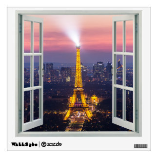 View of Eiffel Tower Paris Faux Window Wall Decal