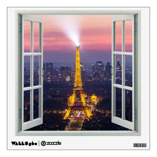 View of Eiffel Tower Paris Faux Window Wall Decal