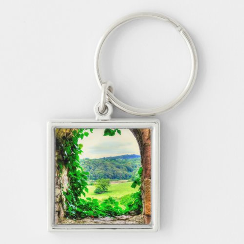 View of England Ivy Window Chepstow Castle Wales Keychain