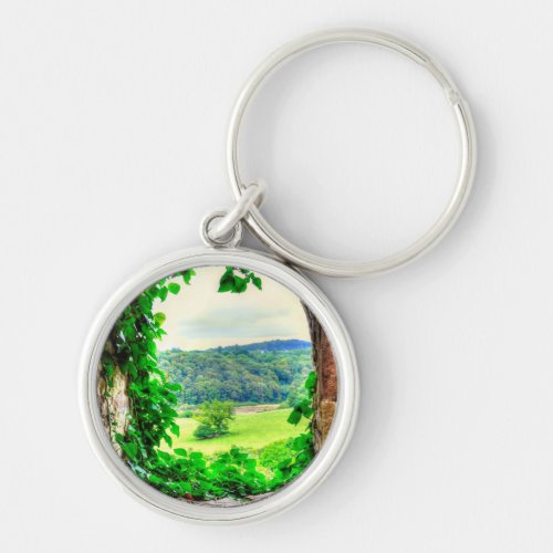 View of England Ivy Window Chepstow Castle Wales Keychain