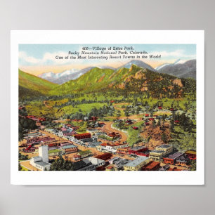 View of Estes Park Colorado Vintage Poster