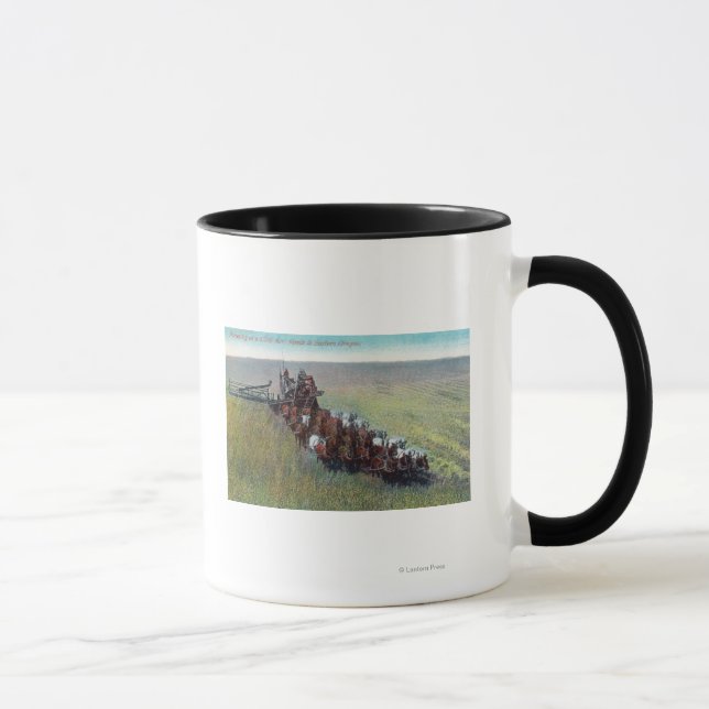 View of Farmers Harvesting with Huge Horse Mug (Right)