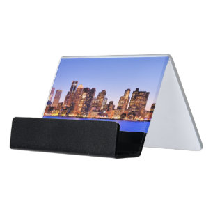 View of Financial District of downtown Boston Desk Business Card Holder