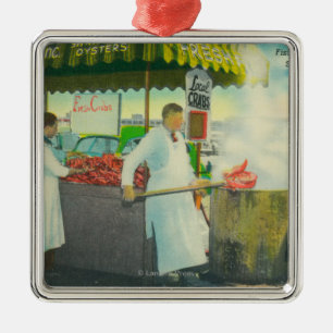 View of Fisherman's Wharf, Crabs Getting Metal Ornament