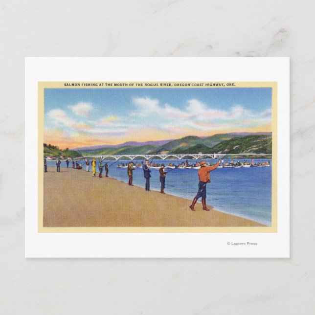 View of Fishermen Salmon Fishing Postcard (Front)
