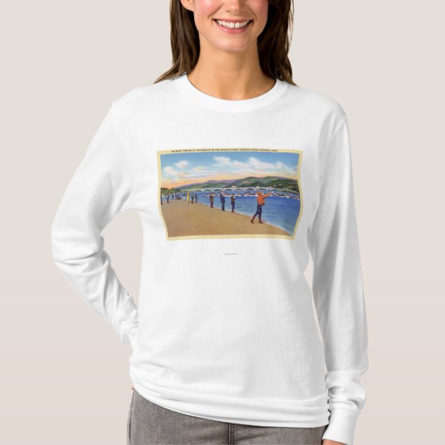 View of Fishermen Salmon Fishing T-Shirt (Front)