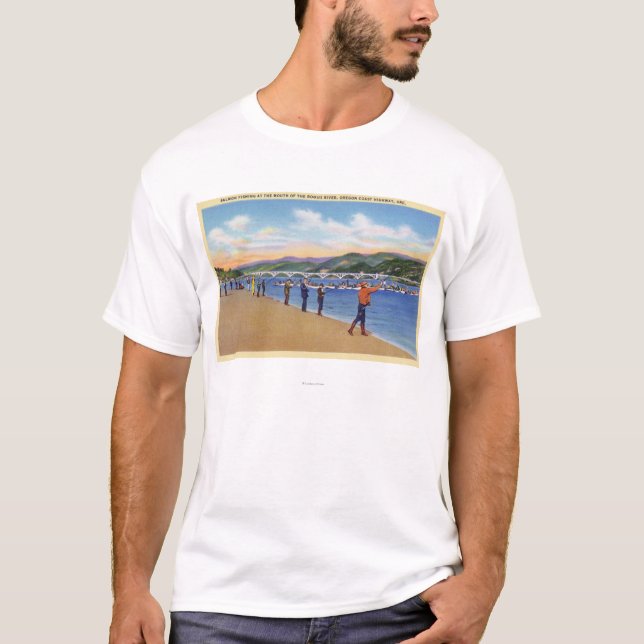View of Fishermen Salmon Fishing T-Shirt (Front)