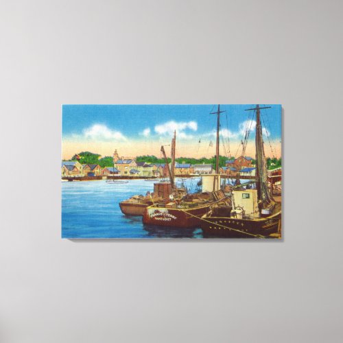 View of Fishing Boats at Harbor Canvas Print