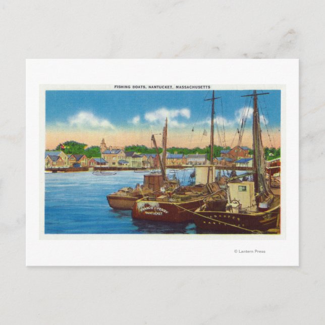 View of Fishing Boats at Harbor Postcard (Front)