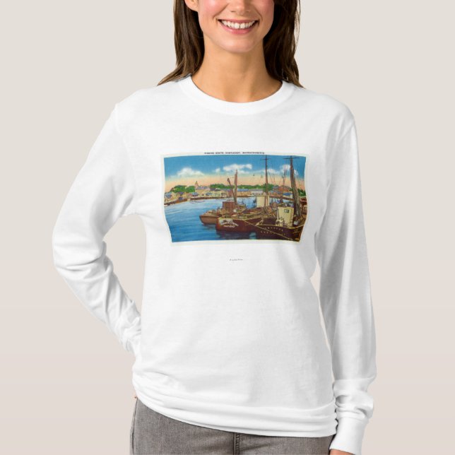 View of Fishing Boats at Harbor T-Shirt (Front)