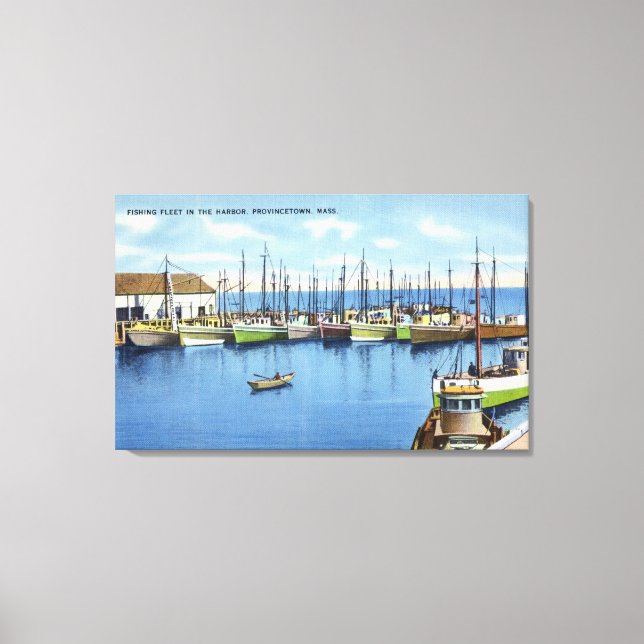 View of Fishing Fleet in the Harbor Canvas Print (Front)