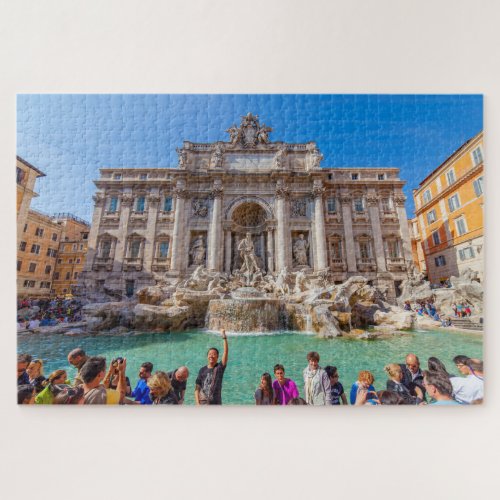 View of Fountain Trevi with tourist Rome Italy Jigsaw Puzzle
