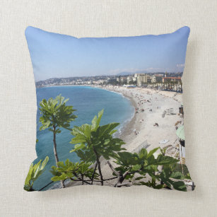 View of French Riviera in Nice France Throw Pillow