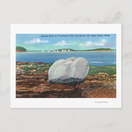 View of Frenchmans Bay and Balance Rock Postcard