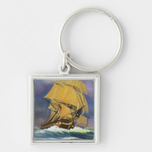 View of Frigate Constitution, Old Ironsides Keychain