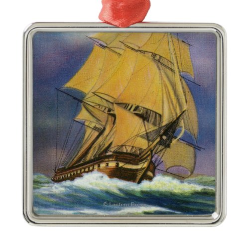 View of Frigate Constitution, Old Ironsides Metal Ornament