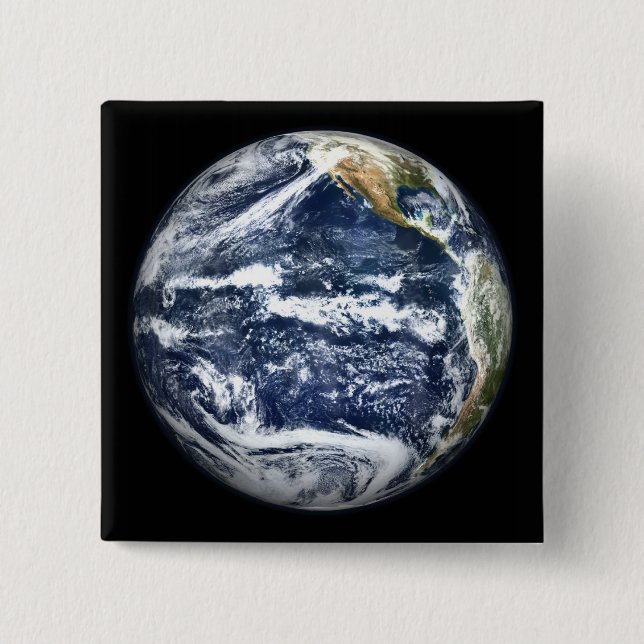 View of Full Earth centered over the Pacific Oc Button (Front)