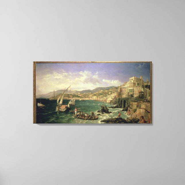View of Genoa, 1854 (oil on canvas) Canvas Print (Front)