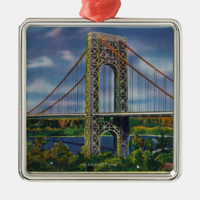 View of George Washington Bridge Metal Ornament (Front)