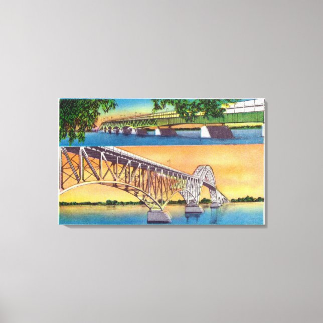 View of Grand Island North and South Bridges Canvas Print (Front)