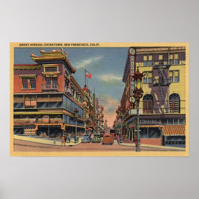 View of Grant Avenue, Chinatown Poster (Front)