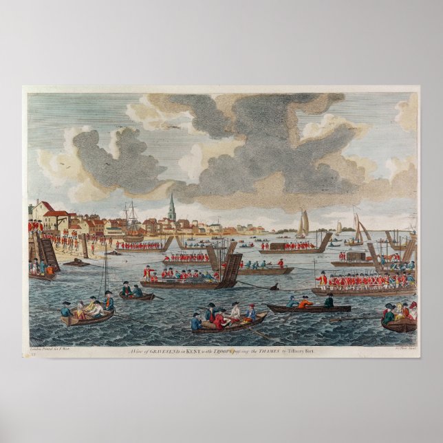 View of Gravesend with troops Poster (Front)