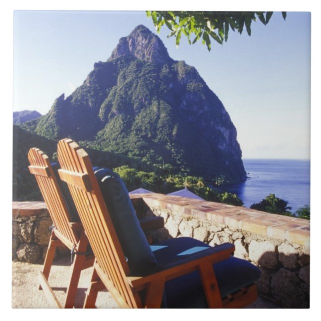 View of Gros Piton from Stonefield Estate Villa Tile (Front)
