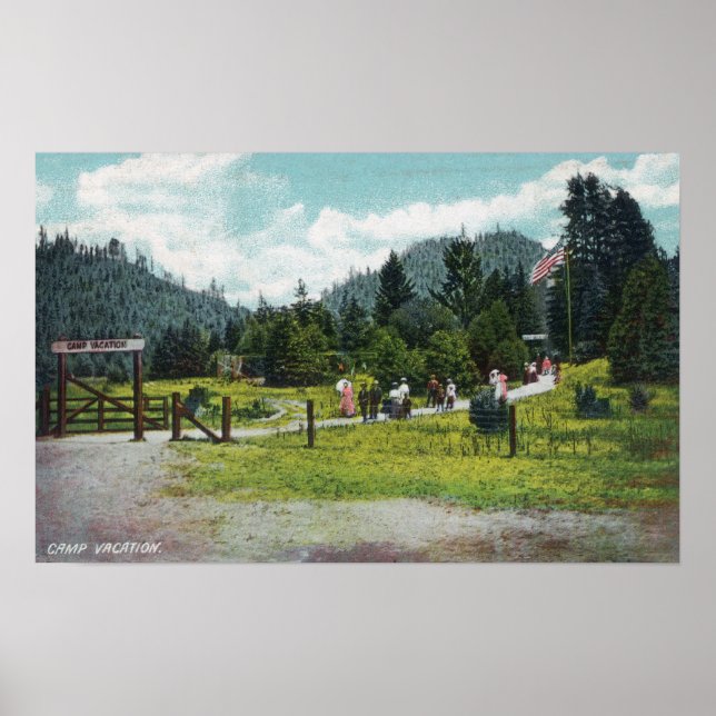 View of Guests on a Stroll through the Grounds Poster (Front)