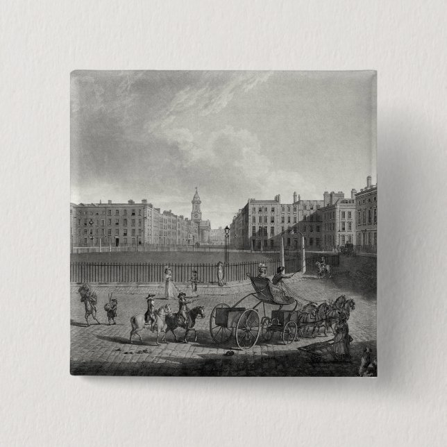 View of Hanover Square, engraved by Robert Pollard Pinback Button (Front)
