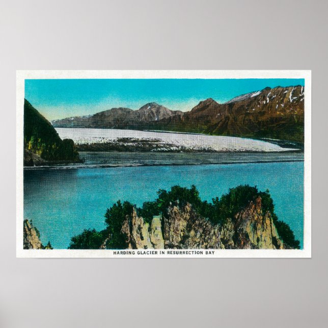 View of Harding Glacier in Resurrection Bay Poster (Front)