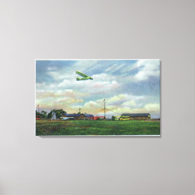 View of Harris Hill Glider Field, Glider in Canvas Print (Front)