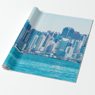 View of Hong Kong harbor at day time. asia,asian, Wrapping Paper