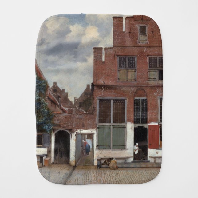 View of houses in Delft by Johannes Vermeer Baby Burp Cloth (Front)