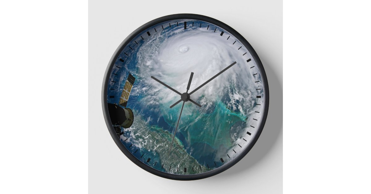 View Of Hurricane Dorian. Clock | Zazzle