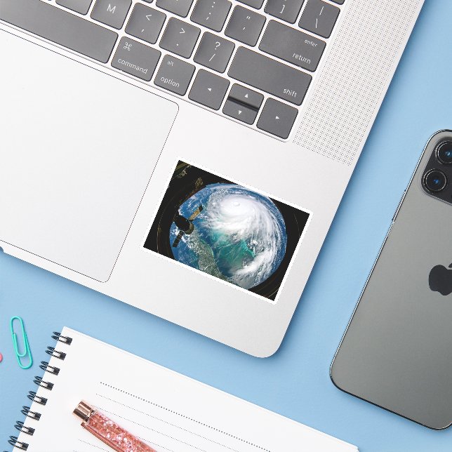 View Of Hurricane Dorian. Sticker (Laptop w/ iPhone)