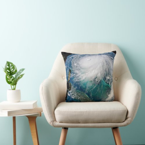 View Of Hurricane Dorian Throw Pillow