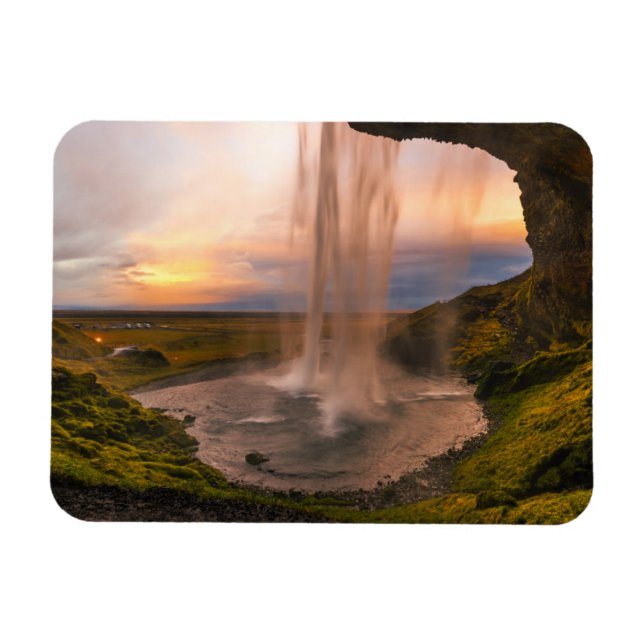View of Iceland Seljalandsfoss Waterfall Magnet (Horizontal)