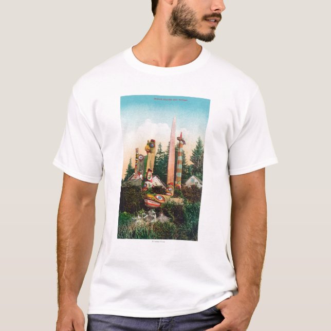 View of Indian Graves and Totempoles T-Shirt (Front)