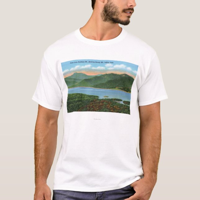 View of Indian Lake and Snowy Mountain T-Shirt (Front)