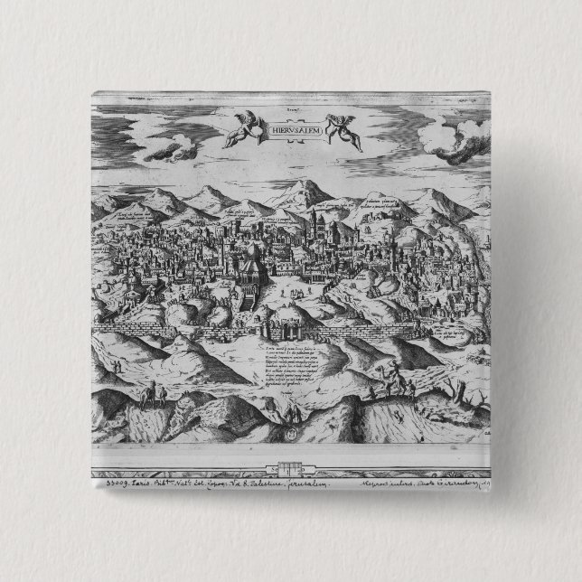 View of Jerusalem, 1570 ? Pinback Button (Front)